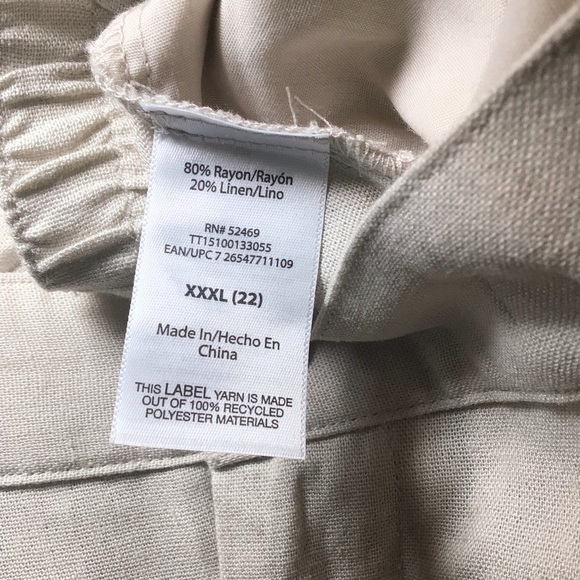 Time And Tru Plus Size Womens Beige Linen Blend Pleated 5” Shorts Size XXXL (22) - Picture 11 of 11